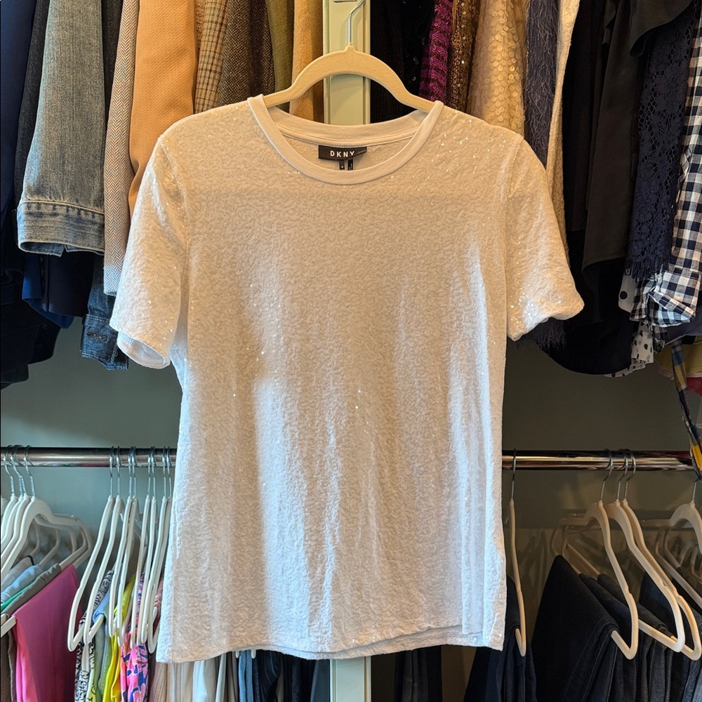 DKNY Ivory Textured Tee